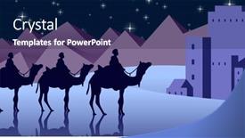  Presentation with shining stars - Slide deck consisting of illustration-of-three-wise-men background and a navy blue colored foreground