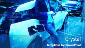  Presentation with mobile charging - Presentation consisting of illustration-of-virtual-data-against background and a ocean colored foreground