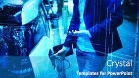  Presentation with mobile charging - PPT layouts having illustration-of-virtual-data-against background and a teal colored foreground