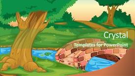  Presentation with portfolio - Colorful presentation enhanced with illustration of a stone bridge backdrop and a tawny brown colored foreground