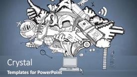  Presentation with gray - PPT layouts consisting of illustration-various-symbols-and-signs background and a  colored foreground