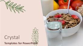  Presentation with water glass - Cool new PPT theme with illustration-with-bowl-of-cereal backdrop and a lemonade colored foreground