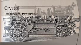  Presentation with fire truck - Slide deck featuring illustrative-editorial-vintage-illustration-fire background and a light gray colored foreground