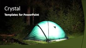  Presentation with tent - Slides consisting of iluminated-tourist-tent-on-meadow background and a black colored foreground