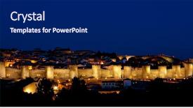  Presentation with rave electronics night party - Audience pleasing PPT theme consisting of ilumination - avila at night castile backdrop and a  colored foreground
