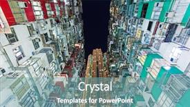  Presentation with hong kong skectch - Colorful PPT theme enhanced with ilumination - overcrowded building in hong kong backdrop and a teal colored foreground