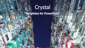  Presentation with hong kong - Slide set with ilumination - packed building in hong kong background and a navy blue colored foreground