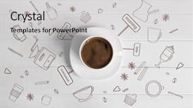  Presentation with brewed - Amazing theme having ilustration - white cup of brewed coffee backdrop and a light gray colored foreground