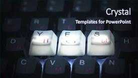  Presentation with yes - Colorful PPT theme enhanced with keyboard yes key macro close up backdrop and a wine colored foreground