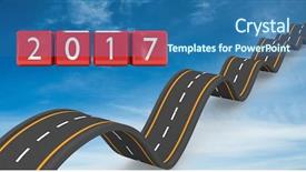  Presentation with bumpy road - Presentation theme with image 3d of bumpy road background and a ocean colored foreground