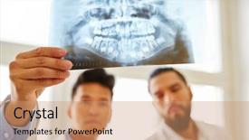  Presentation with maxillofacial surgery - Slides consisting of image and analyze oral surgery background and a coral colored foreground