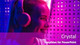  Presentation with music headphones - Beautiful presentation featuring image-closeup-of-beautiful-young backdrop and a purple colored foreground
