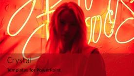  Presentation with neon - Cool new presentation with image-closeup-of-blonde-young backdrop and a crimson colored foreground