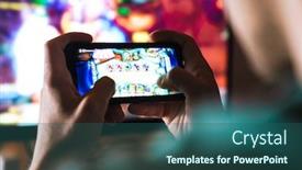  Presentation with mobile home - Cool new presentation theme with image-closeup-of-focused-man backdrop and a ocean colored foreground