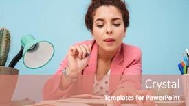  Presentation with diary - Theme having image-closeup-of-thinking-woman background and a coral colored foreground