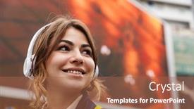  Presentation with wireless - Presentation theme consisting of image-closeup-of-young-smiling background and a red colored foreground