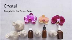  Presentation with essential oil - Presentation theme featuring image compression - bottle of essential oil background and a light gray colored foreground