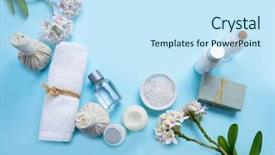  Presentation with candle - Theme having image compression - set of branch orchid blossom background and a sky blue colored foreground