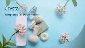  Presentation with herbal - Slide deck featuring image compression - set of branch orchid blossom background and a sky blue colored foreground