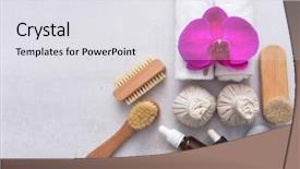  Presentation with spa herbal balls - Slide deck featuring image compression - spa herbal compressing ball background and a white colored foreground