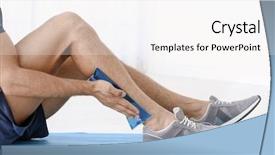  Presentation with cold storage warehouse - Cool new PPT layouts with image compression - young man applying cold compress backdrop and a pink colored foreground