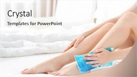  Presentation with cold plasma - PPT theme with image compression - young woman applying cold compress background and a sky blue colored foreground