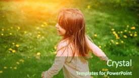  Presentation with girl running on the beach clouds - Beautiful slide set featuring image concept on the theme backdrop and a tawny brown colored foreground