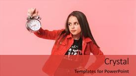  Presentation with red bull case - PPT theme enhanced with image of dissatisfied girl 8 background and a  colored foreground