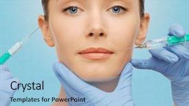  Presentation with injections - Audience pleasing PPT theme consisting of image enhancement - plastic surgery injections and beauty backdrop and a light blue colored foreground