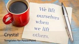  Presentation with napkin - Beautiful PPT layouts featuring image enhancement - we lift ourselves by lifting backdrop and a lemonade colored foreground