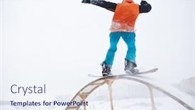  Presentation with skating - Theme enhanced with image from back of athlete skating on snowboard with springboard background and a sky blue colored foreground