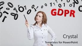  Presentation with data protection - Presentation design consisting of image general data protection regulation background and a light gray colored foreground