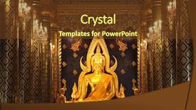  Presentation with buddha - PPT theme with image in phisanulok temple thailand background and a tawny brown colored foreground