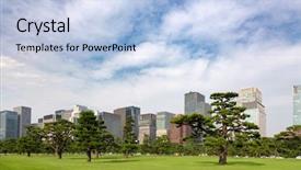 Presentation with tokyo - PPT theme featuring manicured park surrounding the imperial background and a light blue colored foreground