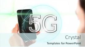  Presentation with mobile network - PPT layouts consisting of image-of-5g-text-written background and a cool aqua colored foreground