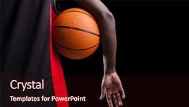  Presentation with basketball referee holding a basketball - Slides enhanced with image of a basketball player background and a wine colored foreground