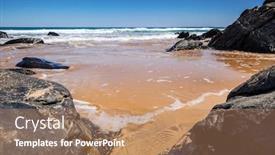  Presentation with south beach - Presentation theme consisting of image-of-a-beach background and a coral colored foreground