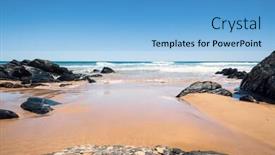  Presentation with south beach - Amazing slide set having image-of-a-beach backdrop and a light blue colored foreground