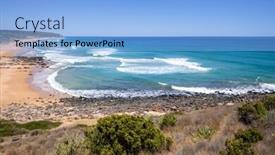  Presentation with south beach - Presentation design consisting of image-of-a-beach background and a light blue colored foreground