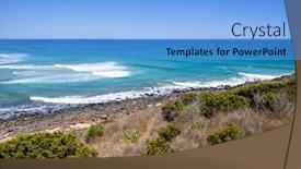  Presentation with south beach - Slide set having image-of-a-beach background and a light blue colored foreground