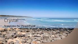  Presentation with south beach - Presentation theme having image-of-a-beach background and a light blue colored foreground