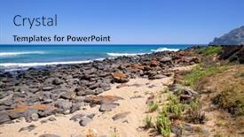  Presentation with south beach - Beautiful slide deck featuring image-of-a-beach backdrop and a light blue colored foreground