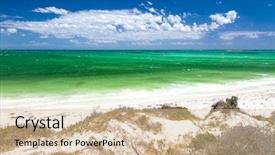  Presentation with coral reefs blue water beautiful sky - Cool new presentation theme with image of a beautiful bach backdrop and a  colored foreground