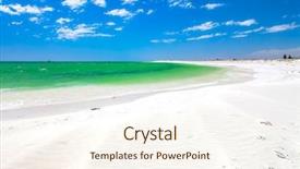  Presentation with sky blue - Amazing presentation theme having image of a beautiful bach backdrop and a  colored foreground