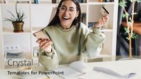  Presentation with mobile phone on car - PPT theme with image-of-a-beautiful-cheerful background and a mint green colored foreground