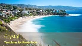 Presentation with laguna beach - Cool new slide deck with image-of-a-beautiful-cove backdrop and a violet colored foreground
