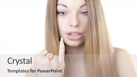  Presentation with nail - Amazing theme having image of a beautiful girl broke her nail backdrop and a soft green colored foreground