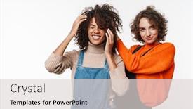  Presentation with denim - Beautiful slides featuring image-of-a-beautiful-happy backdrop and a light gray colored foreground