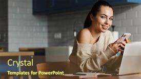  Presentation with mobile home - Audience pleasing slides consisting of image-of-a-beautiful-young backdrop and a tawny brown colored foreground