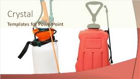  Presentation with sprayer - Presentation design with image-of-a-blue-sprayer background and a cream colored foreground
